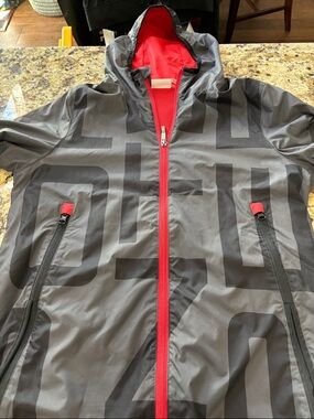 Porsche Intelligent performance Gray Windbreaker Jacket with Red Accents